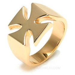 Мужское кольцо в форме квадратного мальтийского креста фото