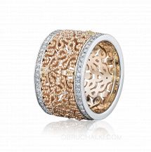 Золотое женское кольцо кружево с бриллиантами VOLOGDA DIAMONDS фото