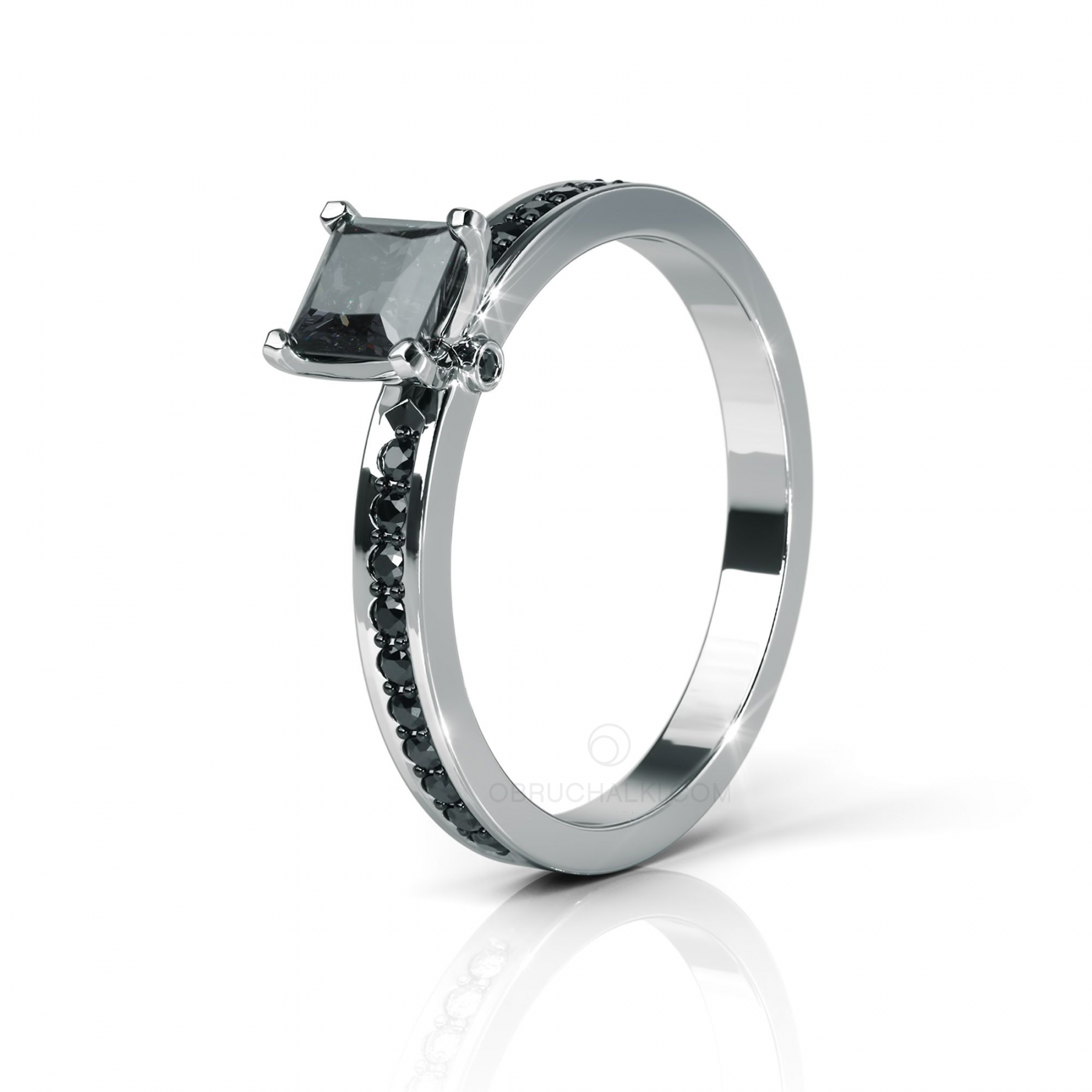 Помолвочное кольцо MYSTERY SPRING с черным бриллиантом