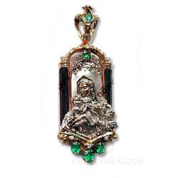 Ладанка Богородица с изумрудами и бриллиантами фото
