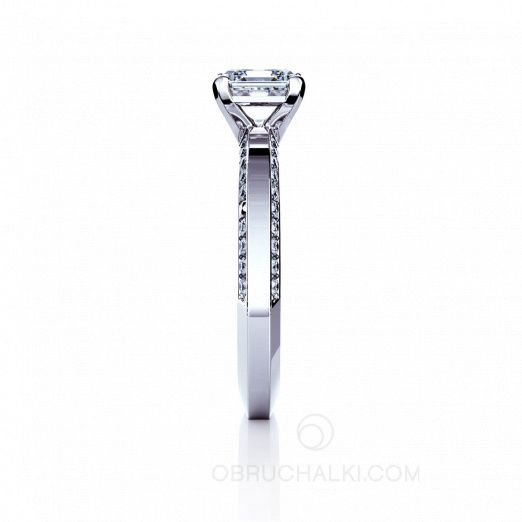 Помолвочное кольцо с бриллиантом 1 карат огранки Ашер ESMERALDA на заказ фото 4