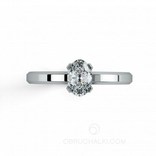 Женское кольцо на помолвку с гранями и овальным бриллиантом ELLIPSE на заказ фото 3