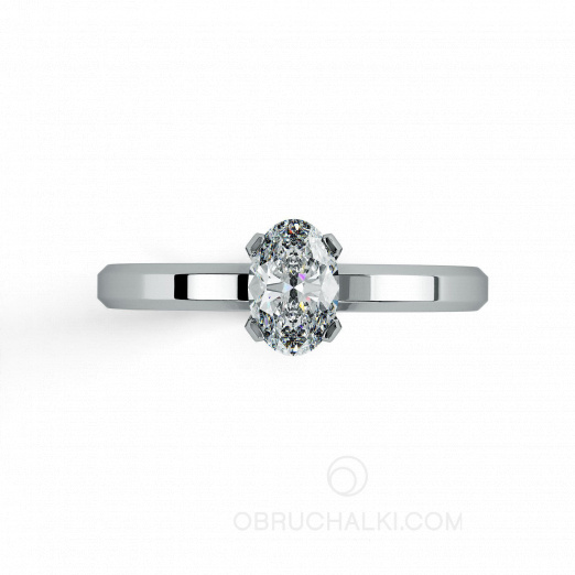 Женское кольцо на помолвку с гранями и овальным бриллиантом ELLIPSE на заказ фото 2