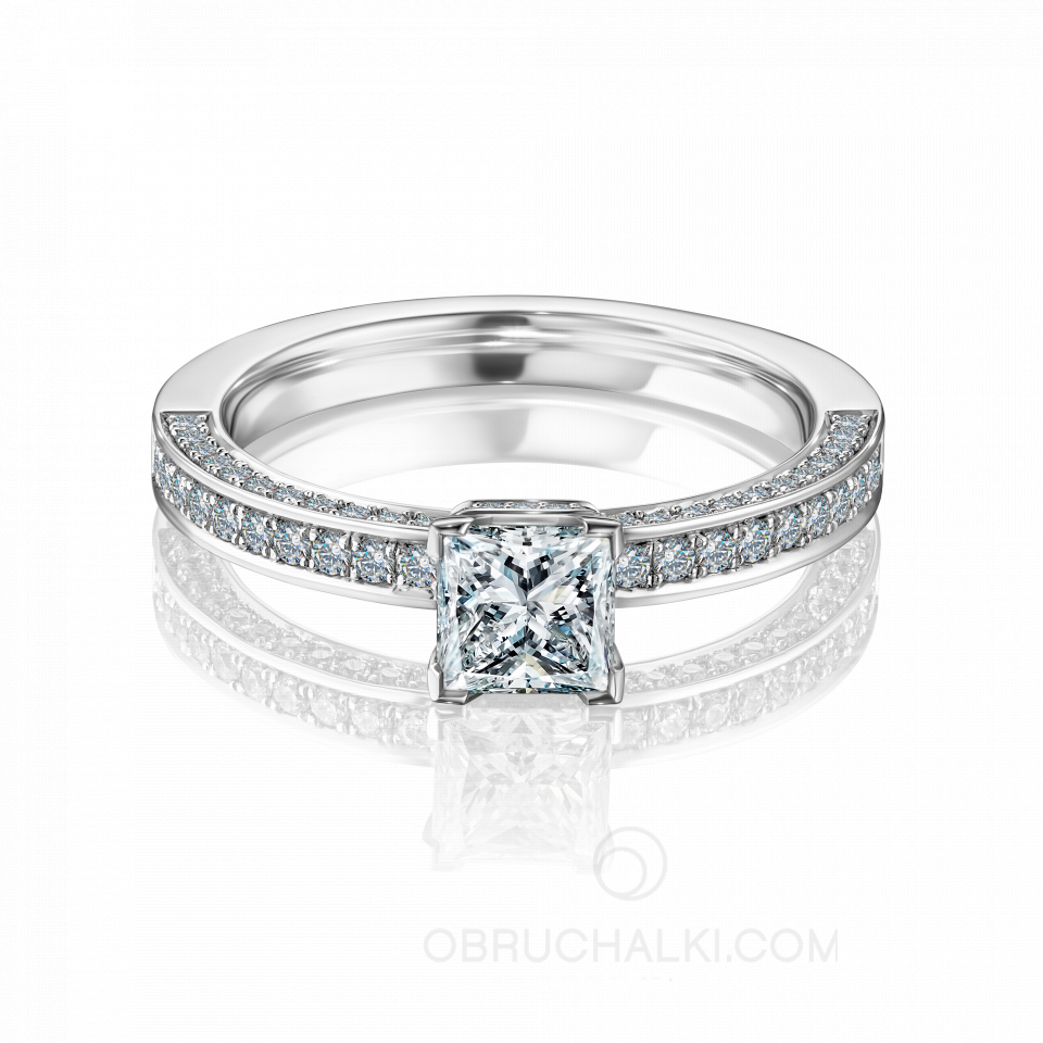 Помолвочное кольцо из белого золота с бриллиантами EIFEL RING