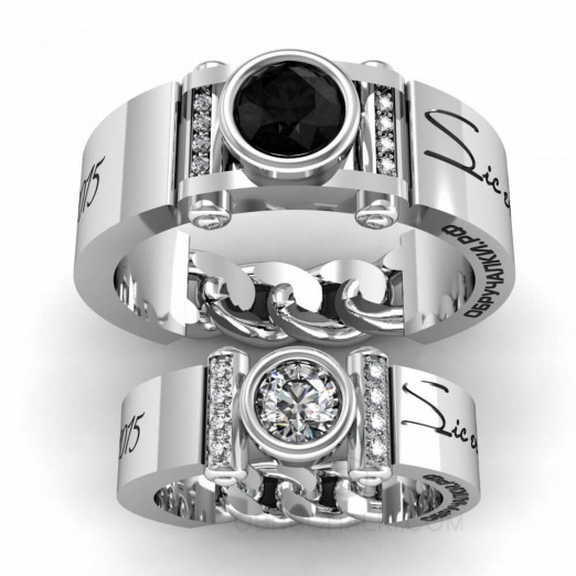 Парные обручальные кольца с черным бриллиантом DARK PRINCE на заказ фото 2